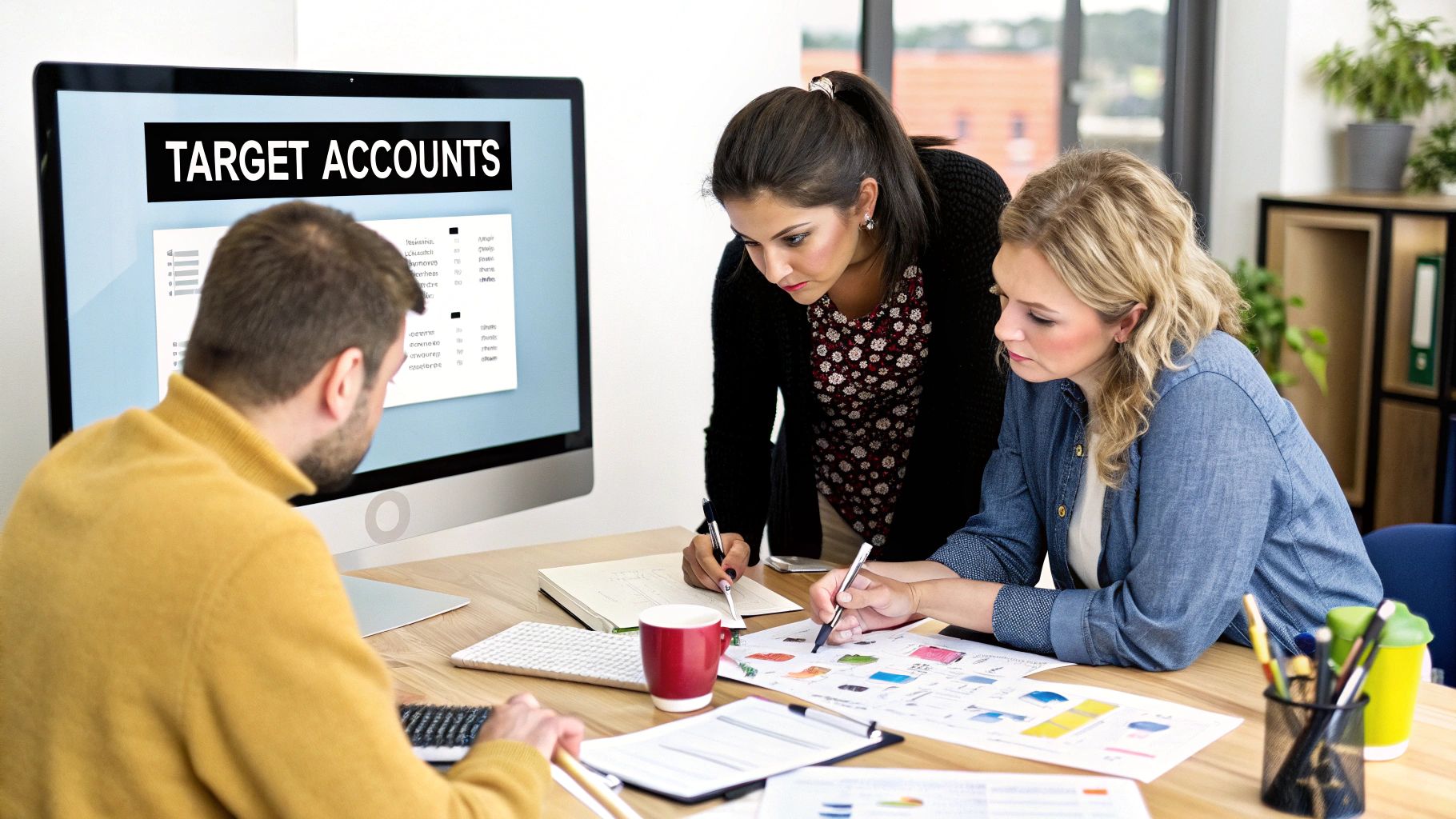 A person using a laptop with social media icons, illustrating social selling