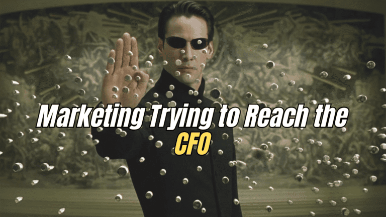 Marketing concept visual featuring a character in sunglasses, surrounded by floating spheres, with bold text 