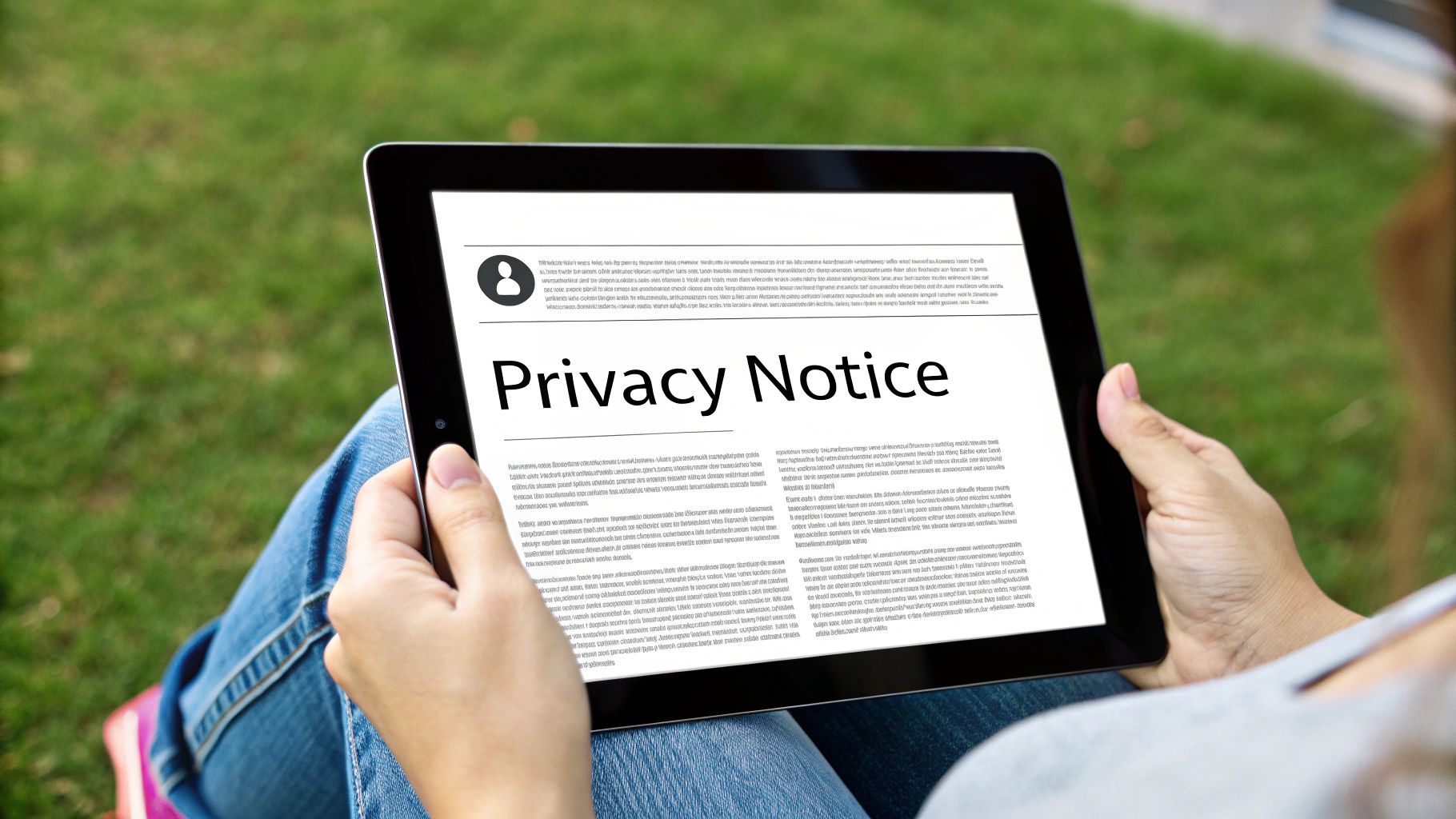 Person holding tablet displaying a 