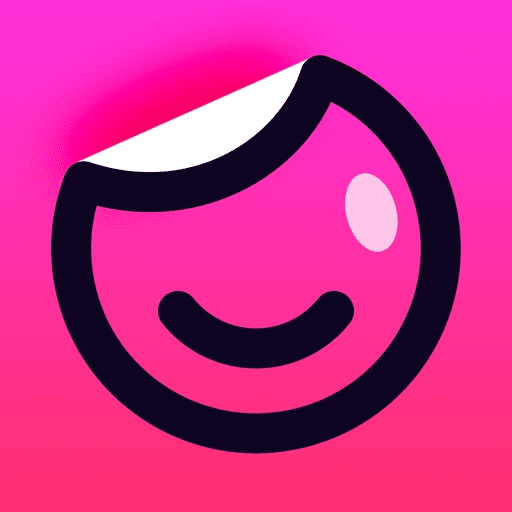 Logo of a chat platform featuring a smiling face design on a pink background, representing online communication and social interaction similar to platforms like Omegle.