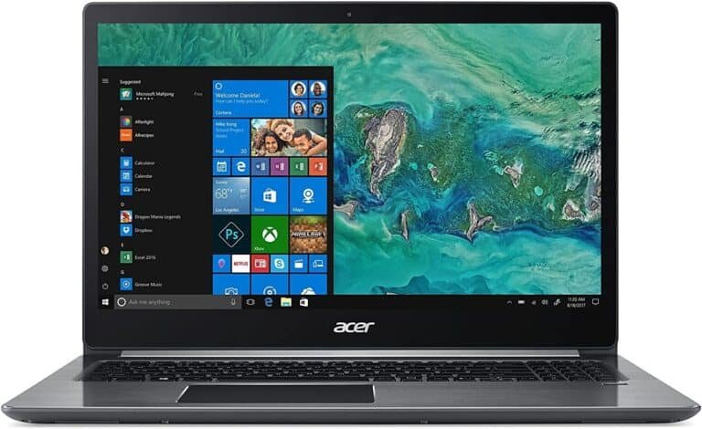 Acer Swift 3 laptop displaying Windows operating system interface, relevant to digital marketing and technology reviews.