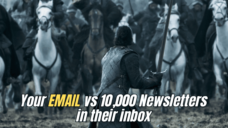 Jon Snow from Game of Thrones stands alone with a sword as an army charges, symbolizing a cold email fighting for attention in a crowded 2025 inbox.